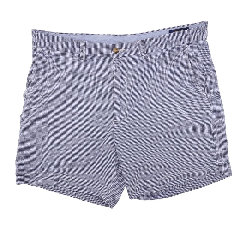 Polo Ralph Lauren Gingham Check Stretch Classic Fit Shorts Blue Mens 35